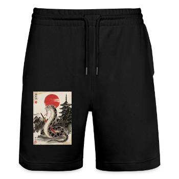 Samurai - Stanley/Stella Unisex Bio Joggingshorts Trainer  - Schwarz - Vorne - Nik (191cm) & Marisol (170cm)