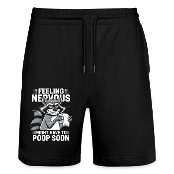 IBS Feeling Nervous, Raccoon Diarrhea Poop Humor - Stanley/Stella Trainer Unisex Organic Jogging Shorts - black - Front - Nik (191cm) & Marisol (170cm)