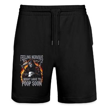 Irritable Bowel Syndrom Reaper IBS Goth Poop Humor - Stanley/Stella Trainer Unisex Organic Jogging Shorts - black - Front - Nik (191cm) & Marisol (170cm)