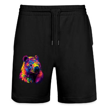 Wombat Australien Beuteltier Süßer Wombat - Stanley/Stella Unisex Bio Joggingshorts Trainer  - Schwarz - Vorne - Nik (191cm) & Marisol (170cm)