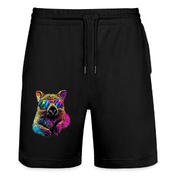 Wombat Australien Beuteltier Süßer Wombat - Stanley/Stella Unisex Bio Joggingshorts Trainer  - Schwarz - Vorne - Nik (191cm) & Marisol (170cm)