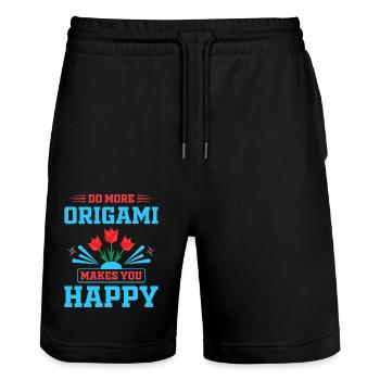 Origami japanische Papierfaltkunst - Stanley/Stella Unisex Bio Joggingshorts Trainer  - Schwarz - Vorne - Nik (191cm) & Marisol (170cm)