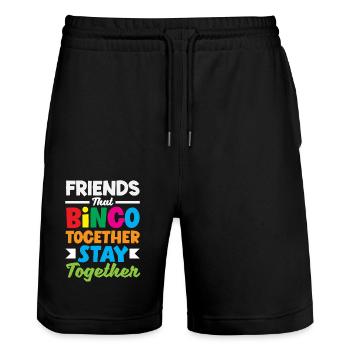 Friends who play bingo stay together - Stanley/Stella Trainer Unisex Organic Jogging Shorts - black - Front - Nik (191cm) & Marisol (170cm)