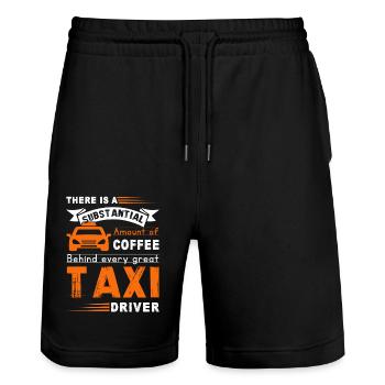 Taxi Driver Behind Every Great Taxi Driver - Stanley/Stella Trainer Unisex Organic Jogging Shorts - black - Front - Nik (191cm) & Marisol (170cm)