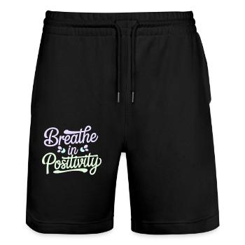Atme Positivität Inspirierende Positivitätszitat - Stanley/Stella Trainer Unisex Organic Jogging Shorts - black - Front - Nik (191cm) & Marisol (170cm)