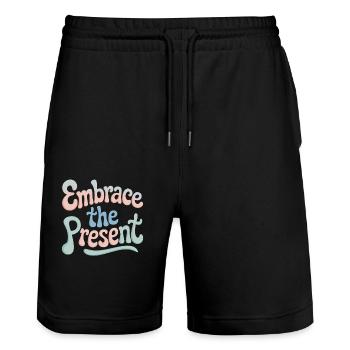 Umarmung Der Gegenwart Spiritualität Zitat - Stanley/Stella Unisex Bio Joggingshorts Trainer  - Schwarz - Vorne - Nik (191cm) & Marisol (170cm)