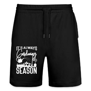 Amoureux des plantes jardiner C’est toujours - Short de jogging bio TRAINER Stanley/Stella unisexe - noir - Devant - Nik (191cm) & Marisol (170cm)