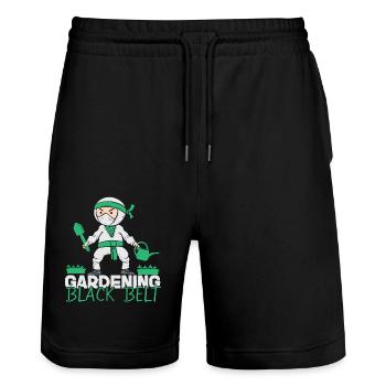 Plant Lover Gardening Ninja - Stanley/Stella Unisex Bio Joggingshorts Trainer  - Schwarz - Vorne - Nik (191cm) & Marisol (170cm)
