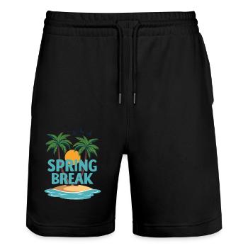 Spring Break Palm Trees Beach - Stanley/Stella Trainer Unisex Organic Jogging Shorts - black - Front - Nik (191cm) & Marisol (170cm)