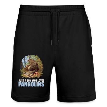 Schuppentiere Pangolin Schuppentier - Stanley/Stella Unisex Bio Joggingshorts Trainer  - Schwarz - Vorne - Nik (191cm) & Marisol (170cm)