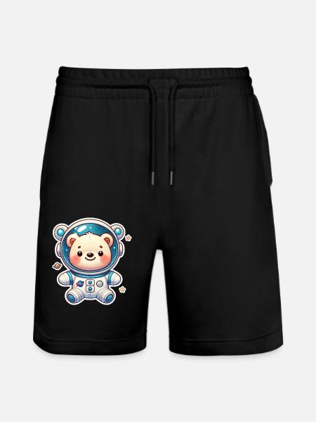 Teddybär Astronaut - Stanley/Stella Unisex Bio Joggingshorts Trainer - Schwarz
