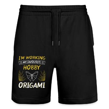 Origami japanische Papierfaltkunst - Stanley/Stella Unisex Bio Joggingshorts Trainer  - Schwarz - Vorne - Nik (191cm) & Marisol (170cm)