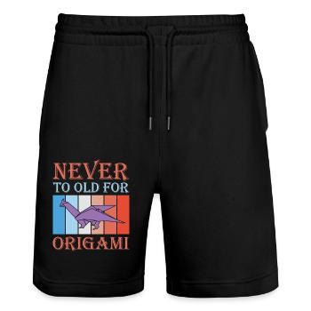 Origami japanische Papierfaltkunst - Stanley/Stella Unisex Bio Joggingshorts Trainer  - Schwarz - Vorne - Nik (191cm) & Marisol (170cm)