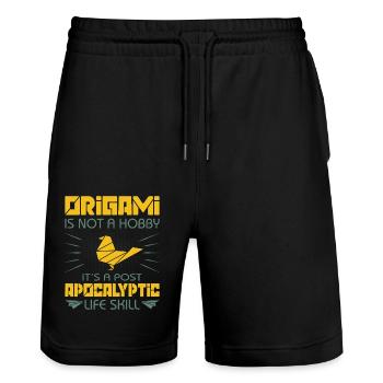Origami japanische Papierfaltkunst - Stanley/Stella Unisex Bio Joggingshorts Trainer  - Schwarz - Vorne - Nik (191cm) & Marisol (170cm)