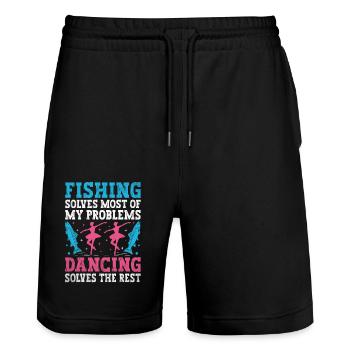 Fishing Solves Most Of My Problems Dancing Solves - Stanley/Stella Trainer Unisex Organic Jogging Shorts - black - Front - Nik (191cm) & Marisol (170cm)