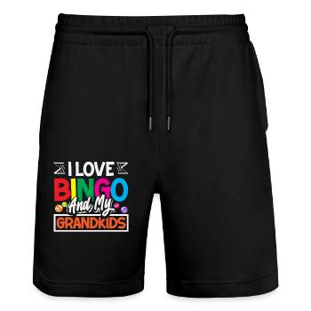 I love bingo and my grandchildren - Stanley/Stella Trainer Unisex Organic Jogging Shorts - black - Front - Nik (191cm) & Marisol (170cm)