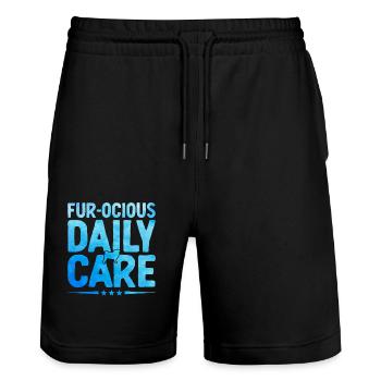 Fur Ocious Care Daily Verterinarian Animal Lover - Stanley/Stella Trainer Unisex Organic Jogging Shorts - black - Front - Nik (191cm) & Marisol (170cm)
