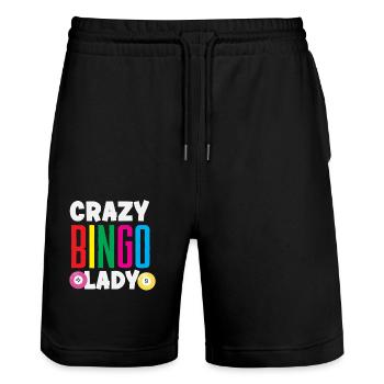 Crazy Bingo Lady Perfekter Spaß - Stanley/Stella Unisex Bio Joggingshorts Trainer  - Schwarz - Vorne - Nik (191cm) & Marisol (170cm)