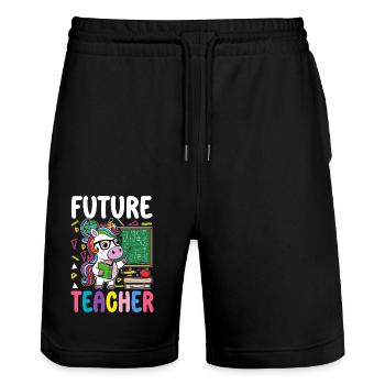 Future Teacher - Stanley/Stella Unisex Bio Joggingshorts Trainer  - Schwarz - Vorne - Nik (191cm) & Marisol (170cm)