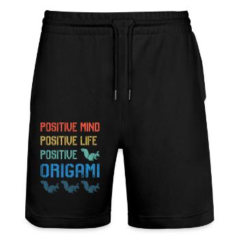 Origami japanische Papierfaltkunst - Stanley/Stella Unisex Bio Joggingshorts Trainer  - Schwarz - Vorne - Nik (191cm) & Marisol (170cm)