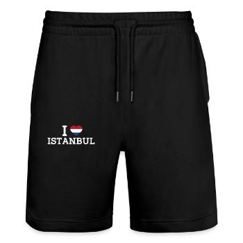 I Love Istanbul Cool Wrong Flag Netherlands Lover - Stanley/Stella Trainer Unisex Organic Jogging Shorts - black - Front - Nik (191cm) & Marisol (170cm)