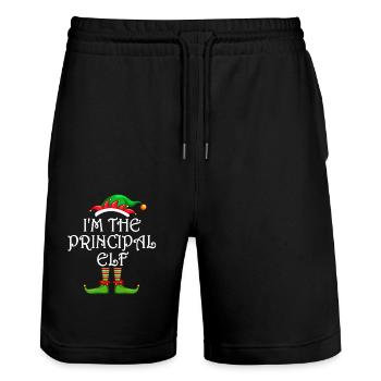 I’m The Principal Elf Chemise Assortie Famille - Short de jogging bio TRAINER Stanley/Stella unisexe - noir - Devant - Nik (191cm) & Marisol (170cm)