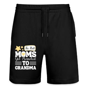 Funny Saying Grandma Promotion - Stanley/Stella Trainer Unisex Organic Jogging Shorts - black - Front - Nik (191cm) & Marisol (170cm)