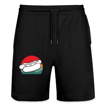 Hot Dog Lovers in Vintage Style - Stanley/Stella Trainer Unisex Organic Jogging Shorts - black - Front - Nik (191cm) & Marisol (170cm)