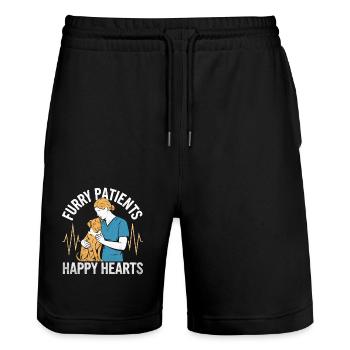 Pelzige Patienten Glückliches Herz Vielseitiges Tier - Stanley/Stella Unisex Bio Joggingshorts Trainer  - Schwarz - Vorne - Nik (191cm) & Marisol (170cm)