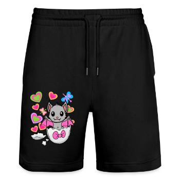 Chauve-souris Chauves-souris Enfant Enfants Bébé Oeuf Naissance - Short de jogging bio TRAINER Stanley/Stella unisexe - noir - Devant - Nik (191cm) & Marisol (170cm)
