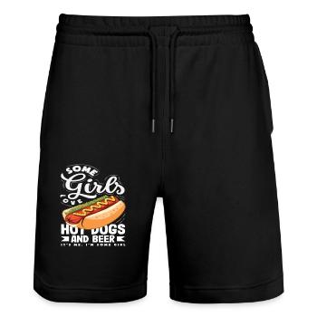 Einige Mädchen Lieben Hot Dog Lover - Stanley/Stella Unisex Bio Joggingshorts Trainer  - Schwarz - Vorne - Nik (191cm) & Marisol (170cm)