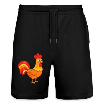 Animal Dessin Animé Coq - Short de jogging bio TRAINER Stanley/Stella unisexe - noir - Devant - Nik (191cm) & Marisol (170cm)