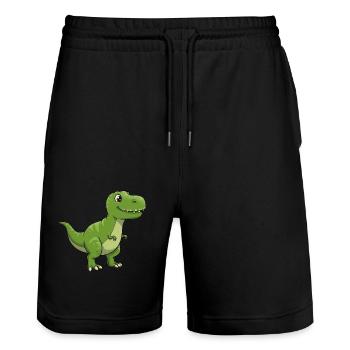 Dino Cartoon Tyrannosaurus Rex - Stanley/Stella Trainer Unisex Organic Jogging Shorts - black - Front - Nik (191cm) & Marisol (170cm)