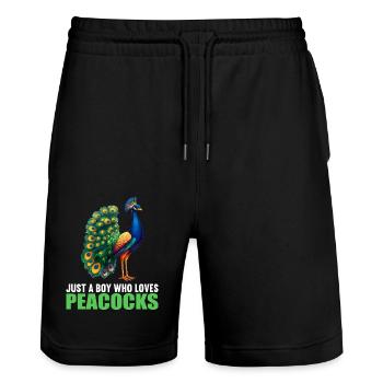Paons Paon - Short de jogging bio TRAINER Stanley/Stella unisexe - noir - Devant - Nik (191cm) & Marisol (170cm)