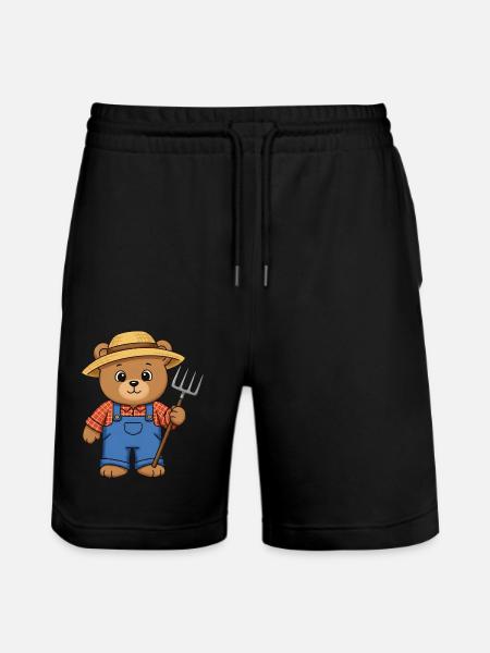 Teddy Bear Farmer - Stanley/Stella Trainer Unisex Organic Jogging Shorts - black
