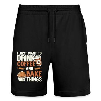 Backen Bäcker Bäckerei - Stanley/Stella Unisex Bio Joggingshorts Trainer  - Schwarz - Vorne - Nik (191cm) & Marisol (170cm)