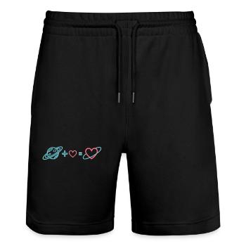 Planet Love Heart Equation for Astronomy Fans - Stanley/Stella Trainer Unisex Organic Jogging Shorts - black - Front - Nik (191cm) & Marisol (170cm)