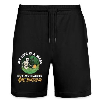Plant Lover Gardening Skeleton My - Stanley/Stella Unisex Bio Joggingshorts Trainer  - Schwarz - Vorne - Nik (191cm) & Marisol (170cm)