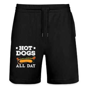 Hot Dog Lover - Hot Dogs All Day - Stanley/Stella Trainer Unisex Organic Jogging Shorts - black - Front - Nik (191cm) & Marisol (170cm)