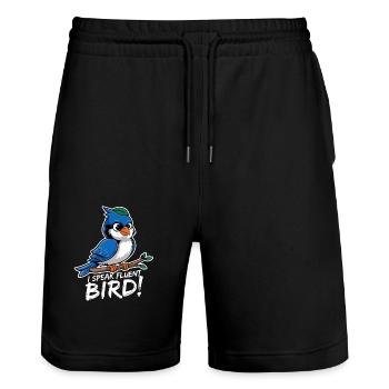 I Speak Fluent Bird für einen Ornithologe - Stanley/Stella Unisex Bio Joggingshorts Trainer  - Schwarz - Vorne - Nik (191cm) & Marisol (170cm)