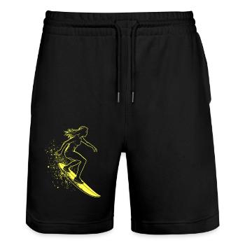 Stylish Surfer Surfing Surfer Surfer - Stanley/Stella Trainer Unisex Organic Jogging Shorts - black - Front - Nik (191cm) & Marisol (170cm)