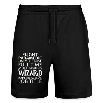 Flight Paramedic Wizard air rescue - Stanley/Stella Trainer Unisex Organic Jogging Shorts - black - Front - Nik (191cm) & Marisol (170cm)