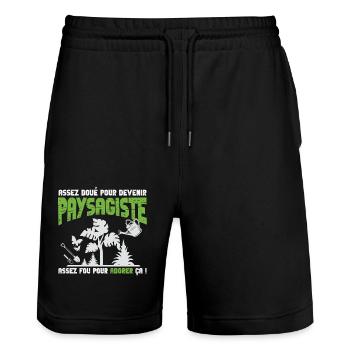 Paysagiste passionné - Short de jogging bio TRAINER Stanley/Stella unisexe - noir - Devant - Nik (191cm) & Marisol (170cm)