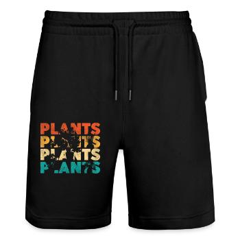 Amoureux des plantes jardinage rétro - Short de jogging bio TRAINER Stanley/Stella unisexe - noir - Devant - Nik (191cm) & Marisol (170cm)