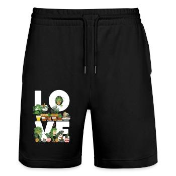 Amoureux des plantes Jardinage Amour - Short de jogging bio TRAINER Stanley/Stella unisexe - noir - Devant - Nik (191cm) & Marisol (170cm)