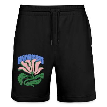 Blühende Stärke - Stanley/Stella Unisex Bio Joggingshorts Trainer  - Schwarz - Vorne - Nik (191cm) & Marisol (170cm)
