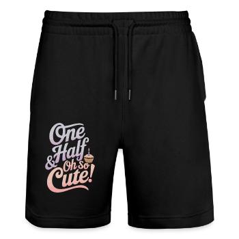 One Half Birthday So Cute Text Design - Stanley/Stella Trainer Unisex Organic Jogging Shorts - black - Front - Nik (191cm) & Marisol (170cm)