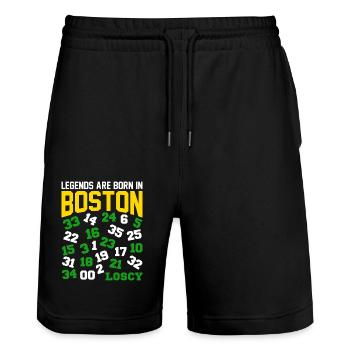 LEGENDEN WERDEN IN BOSTON GEBOREN - BASKET - Stanley/Stella Unisex Bio Joggingshorts Trainer  - Schwarz - Vorne - Nik (191cm) & Marisol (170cm)