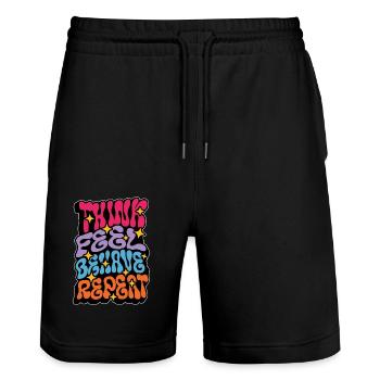 Behavioral Therapist Think Feel Behave ABA Therapy - Stanley/Stella Unisex Bio Joggingshorts Trainer  - Schwarz - Vorne - Nik (191cm) & Marisol (170cm)