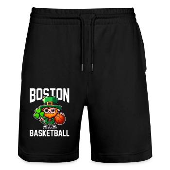 BOSTON BASKETBALL - BASKETBALL - Stanley/Stella Trainer Unisex Organic Jogging Shorts - black - Front - Nik (191cm) & Marisol (170cm)